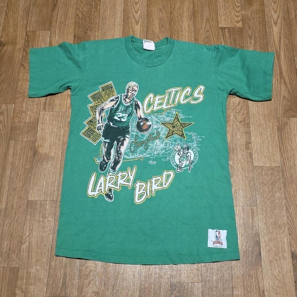 Vintage 1990s Boston Celtics Larry Bird Shirt NUTMEG Size Large Made in USA